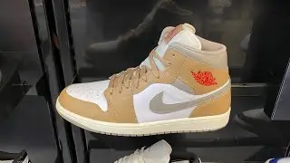 Air Jordan 1 Mid (Hemp/ White/ College Grey/ Fire Red) - Style Code: DQ8426-200