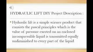 Mini Project DBS 10012 Engineering Science - Hydraulic Lift