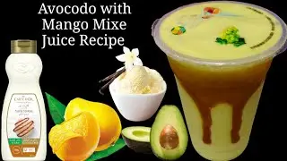 how to make the best avocado with mango mix juice at home! avocado mango mix juice recipe malayalam
