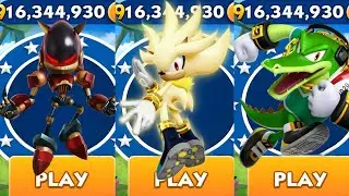 Sonic Dash - Grim vs Super silver vs Vector - All Characters Unlocked - Gameplay