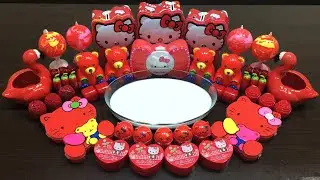 Red Hello Kitty Slime | Mixing Makeup and Glitter into Slime ASMR! Satisfying Videos #21