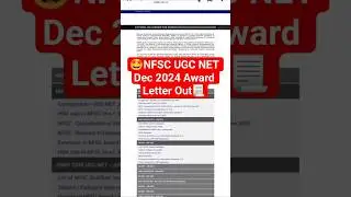 💥NFSC UGC NET Dec 2024 Award Letter Out📃#shorts #nfsc #jrf #jrfawardletter #ugcnet #fellowship