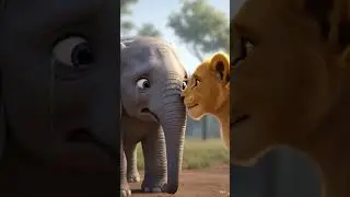 नन्हे दिल, बड़ी दोस्ती | Baby Elephant & Lion 3D Cartoon Story#short#youtube #viral