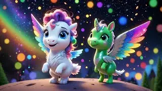 Three Baby Unicorns Fly Through Stars | Magical Unicorn Song Kids | Nursery Rhymes and Baby Songs