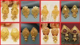 Gold Stud Earrings 22k Pure Solid Gold Stud Earrings Indian Handmade Jewelry//2024