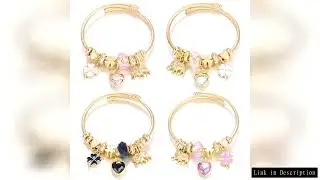 New Trendy 4 Colors Heart Shape Painted Pendant Closure Beaded Bracelet Golden Stainless Steel Women