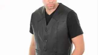 201 Men's Black Leather Vest at LeatherUp.com