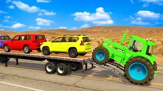 Flatbed Truck Mcqueen | Transportation with Truck - Pothole vs Car #006 - BeamNG.Drive
