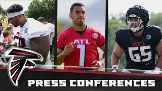 Marcus Mariota, Abdullah Anderson, Elijah Wilkinson, and Drew Dalman speak at AT&T Training Camp