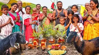 Medaram Sammakka Sarakka Jatara | Puja | Cooking Mutton | Eating | Telangana Village Food