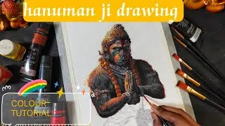 Hanuman ji drawing|part 1|😍❤️,Bajrangbali drawing,hanuman jayanti drawing||colour tutorial||#hanuman