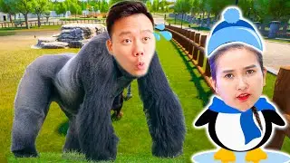 Changcady h&oacute;a th&acirc;n th&agrave;nh c&aacute;c con vật trong sở th&uacute;, con khỉ, hươu cao cổ