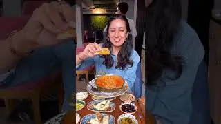 Indian girl trying Turkish breakfast in London