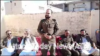 SHO Police Station Fateh Jang Sardar Tahir Iqbal is addressing a public gathering in Jafar village