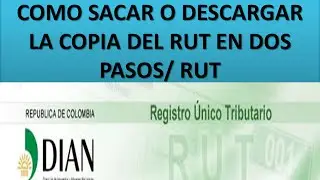 Como Sacar o Descargar la Copia del Rut en dos pasos/ registro unico tributario dian colombia