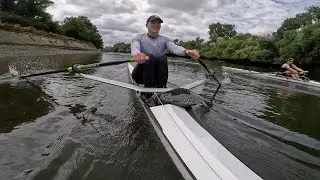 Overtaken by a faster sculler on Thames