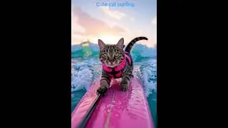 cute cat surfing #aivideo