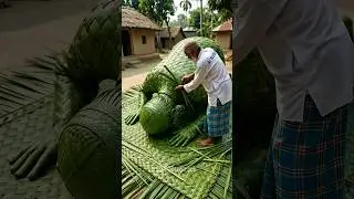Oldman creates a palm-leaf sajdah sculpture | hand crafts | village art | leaf crafting #ai #craft