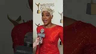 Tiffany Haddish gives writing advice at 2023 WRITERS GUILD AWARDS Red Carpet