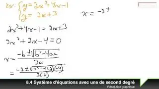 8.4 Système d'équations avec une de second degré (SN4)