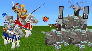 villager knight vs pillager evoker on ravager