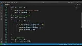 C program to input 10 students and sort them into ascending order