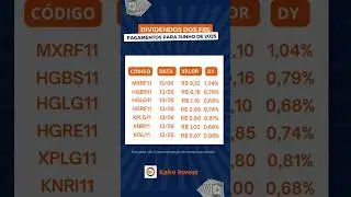 Dividendos FIIs para Junho #fundosimobiliarios