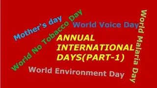 Annual international days (Part -2) | List of important days | Days of the year