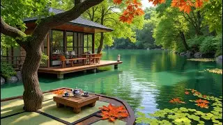 🏡 Healing Tea House Jazz Escape | Cozy Lakeside Patio & Smooth Jazz Piano for Relaxation
