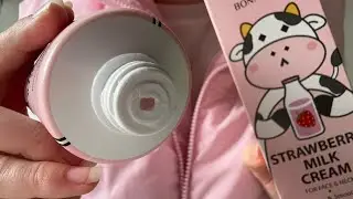 [ASMR] Strawberry Milk ASMR 🍓 (soft plastic tapping, lid sounds, packaging taps) and more +