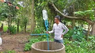 Improvised Manual water pump from deep river at home life hacks