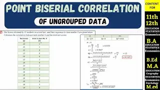 Point biserial correlation coofficient of ungrouped Scores ||   #correlation  #statistics