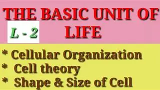 Cellular Organization | Cell Theory | Shape & Size  of Cell | The basic unit  Of Life