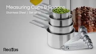 Measuring Cups & Spoons - 12-Set Stainless Steel Accurate Engraved Kitchen Measuring Gadgets