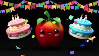 Baby Fruit Dancing - IT&acute;S CAKE O&acute;CLOCK! 🥳🎉🎁🍬🎂 Sensory Video