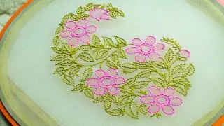 Hand Embroidery Shadow Work On Voile Fabric