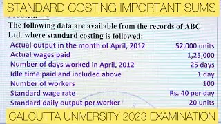 4TH  SEM | STANDARD COSTING | IMPORTANT SUMS | 2023 EXAMINATION| PART 1| MANOJ'S EDUCORNER |