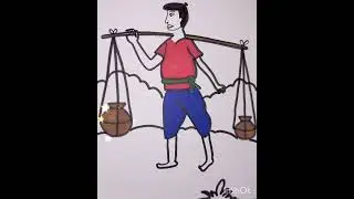 Simple Drawing🎨🖌️ || Man 🧍Carrying Two water  🌊💦 Pots ||sarvika drawing