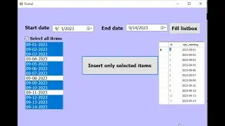Visual Basic tutorial: Add days to listbox from period then insert them to SQL database in VB. net