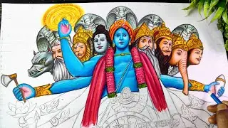 Kurukshetra Mahabharat Drawing, Krishna Vishwaroop Drawing, Vishnu DashAvatar Drawing, Colour Pencil