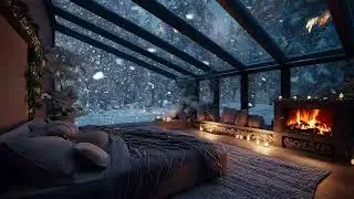 Snowy Winter Night ❄️ Cozy Fireplace Ambience for Deep Sleep & Comfort 😴