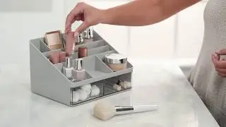 Plastic Tiered Makeup Organizer for Vanity - mDesign