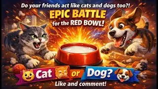 Epic battle the red bowl cat vs dog