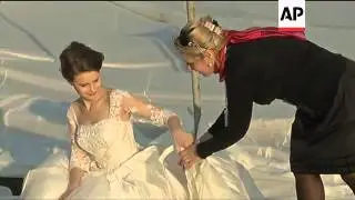 World's longest wedding dress train displayed in hot air balloon