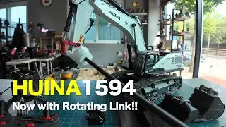 HUINA 1594 RC Экскаватор Тюнинг! Поворотная сцепка + ручной замок + 2 ковша