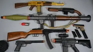 RPG-7 Rocket Launcher Toy Gun - Airsoft Gold AK47 Nerf Gun - PPSh-41 - Realistic Toy Guns Collection