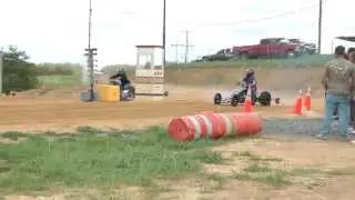 Herschel on Ernies Twin 1200cc SnoMo vs. Joey on 18DM Banshee - Go Broke Racing 5/4/2014