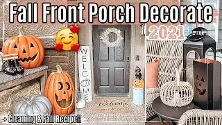 🍂 FALL FRONT PORCH DECORATE WITH ME 2021 + Speed Clean With Me & Crock Pot Recipe