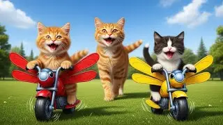 Mama Cat Hard Work With Two Kittens Earn Money for Toy Motorbikes | Sweet Family Story