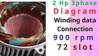 72 slot 15 hp Induction motor 3phase 900 rpm voltage 380  18 coil